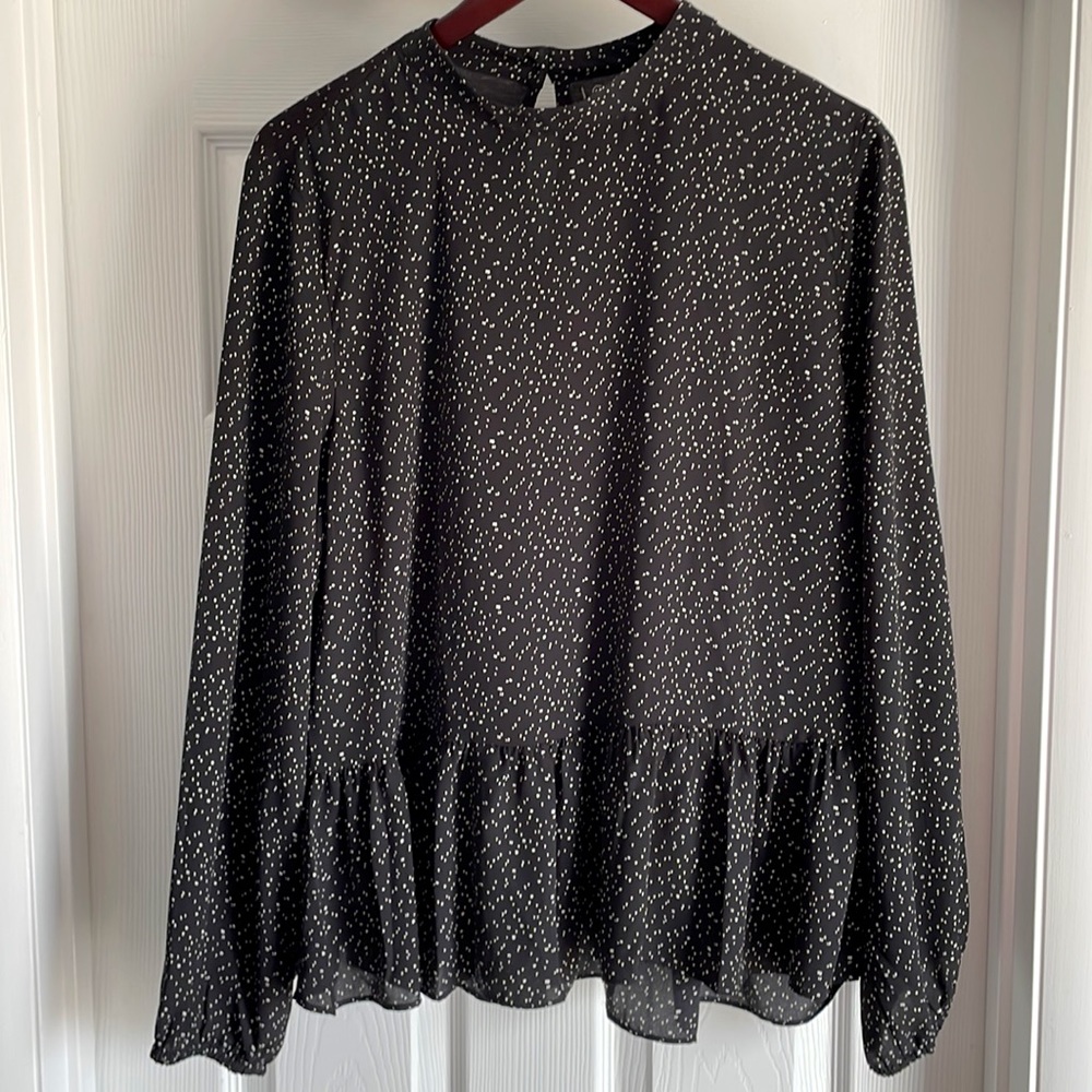 Black and cream printed blouse